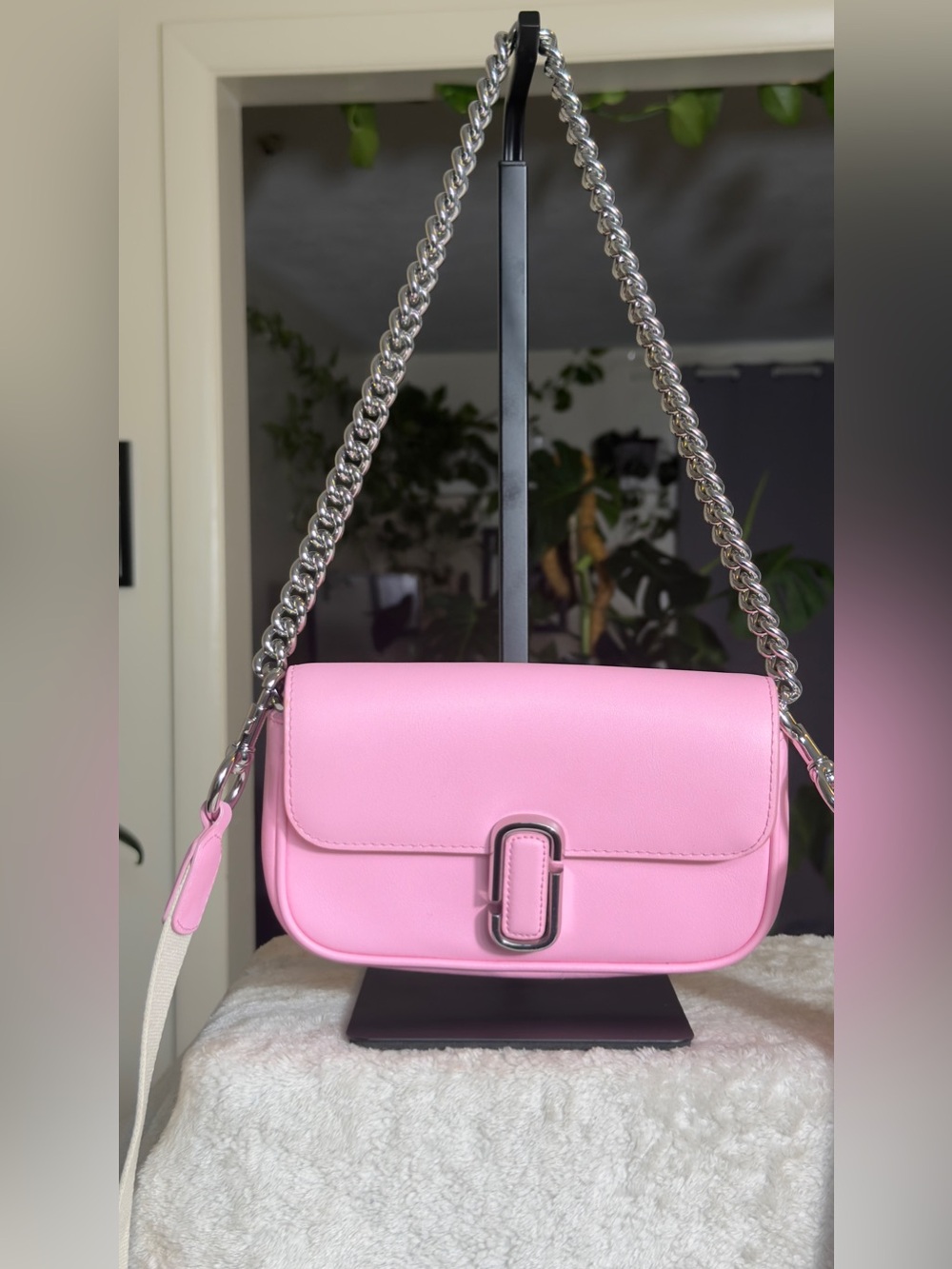 Marc Jacobs The J Marc Mini Shoulder Bag Fluro Candy Pink Leather Crossbody Bag